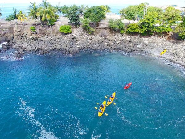 ocean kayaking snorkeling tour aerial view